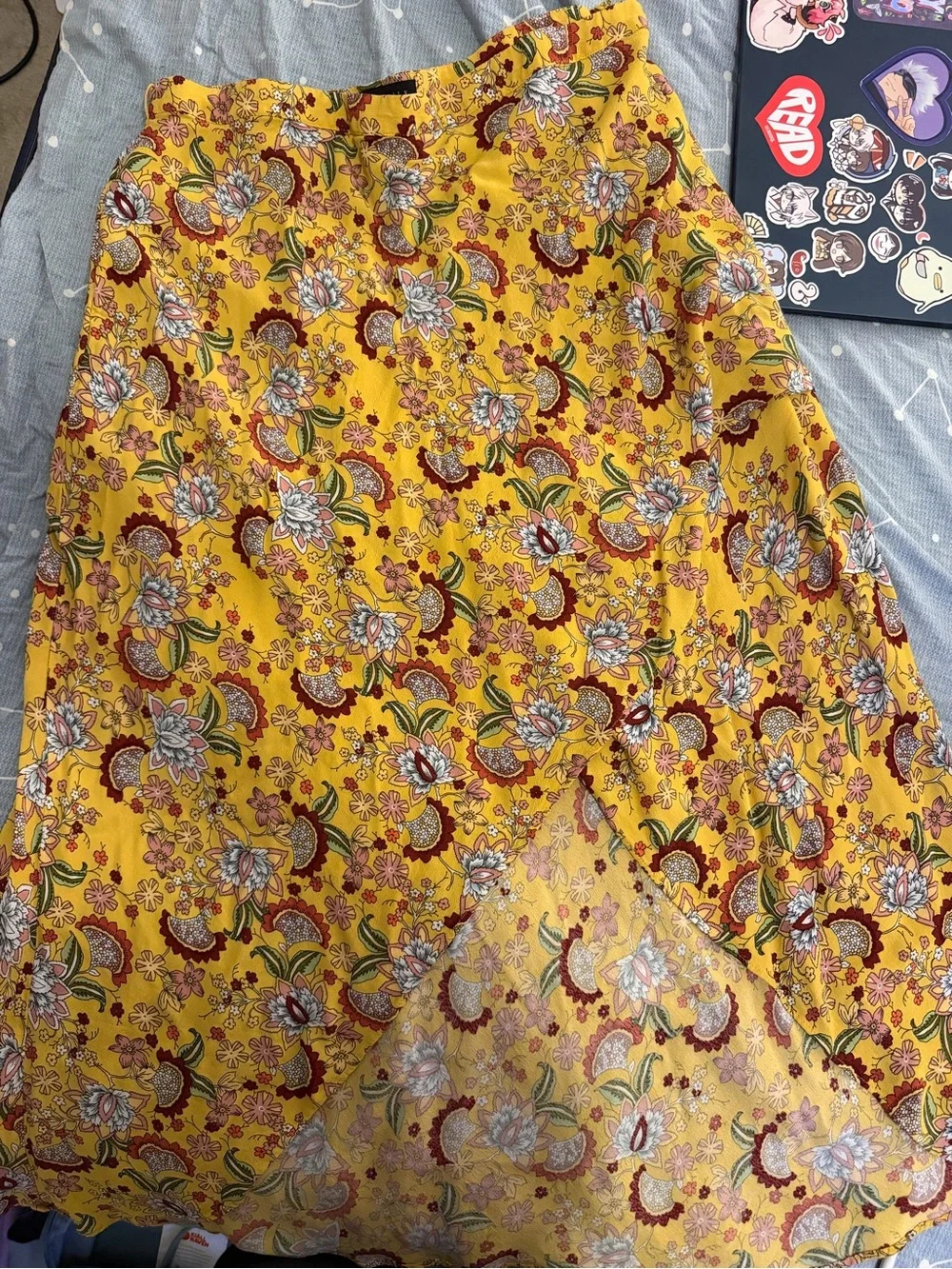 Sanctuary Mustard Yellow Floral Midi Skirt